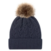 9L594L-Tuque acrylique à rebord avec pompon pour femme