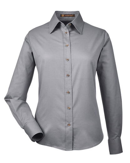 Harriton-m500w simple blended shirt ™  Women's long sleeves