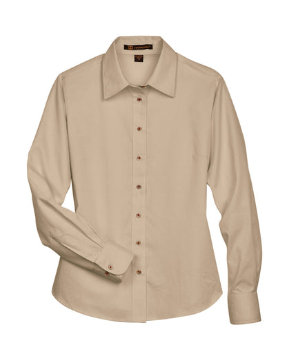 Harriton-m500w simple blended shirt ™  Women's long sleeves