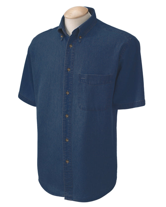 Harriton-M550s Short Sleeve Denim Shirt for Men